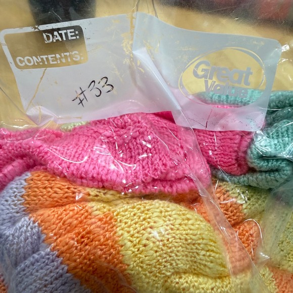 BiBi Women Striped Knit Top Teal Yellow Orange Pink Short Sleeve Sweater M - Picture 8 of 8